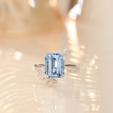 14k White Gold 3.60 Ct Natural Aquamarine & Diamond Ring