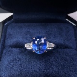 14k White Gold 3.50 Ctw Natural Sapphire & Diamond Ring