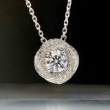 14k White Gold 0.3 Ct Natural H Diamond Pendant