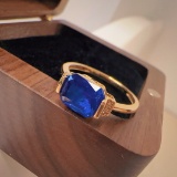 14k Yellow Gold 1.6 Ct Natural Sapphire & Diamond Ring
