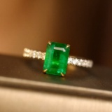 14k White Gold 1.91 Ct Natural Emerald & Diamond Ring