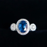 14k White Gold 1.73 Ctw Natural Sapphire & Diamond Ring