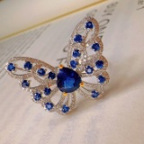 14k White Gold 1 Ct Natural Sapphire & Diamond Ring