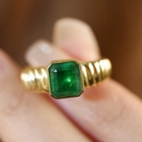 14k White Gold 1.91 Ct Natural Emerald & Diamond Ring