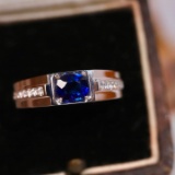 14k White Gold 1.02 Ctw Natural Sapphire & Diamond Ring