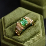 14k Yellow Gold 2.55 Ctw Natural Tourmaline & Diamond Ring