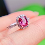 14k White Gold 1.42 Ctw Natural Padparadscha Sapphire & Diamond Ring