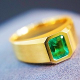 14k White Gold 1.42 Ct Natural Emerald & Diamond Ring