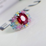 14k White Gold 6.40 Ctw Natural Tourmaline & Diamond Ring