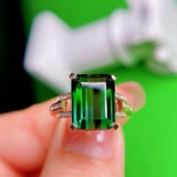 14k White Gold 5.7 Ct Natural Tourmaline & Diamond Ring