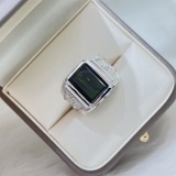14k White Gold 7.37 Ct Natural Tourmaline & Diamond Ring