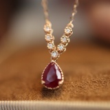 14k Rose Gold 1 Ct Natural Ruby & Diamond Pendant