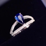 14k White Gold 1.03 Ct Natural Sapphire & Diamond Ring