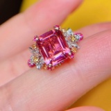 14k White Gold 4.23 Ctw Natural Tourmaline & Diamond Ring