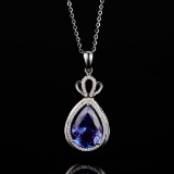 14k White Gold 4.68 Ctw Natural Tanzanite & Diamond Pendant