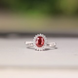 14k White Gold 1.055 Ct Natural Ruby & Diamond Ring