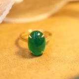 14k White Gold 5.3 Ct Natural Emerald & Diamond Ring