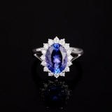 14k White Gold 4.68 Ctw Natural Sapphire & Diamond Ring