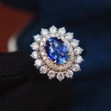 14k White Gold 1.76 Ctw Natural Sapphire & Diamond Ring