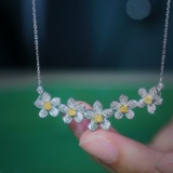 14k White Gold 1.15 Ctw Natural Yellow Diamond & Diamond Necklace