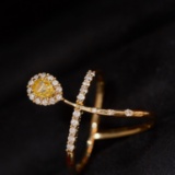 14k Yellow Gold 0.46 Ctw Natural Yellow Diamond & Diamond Ring