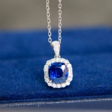 14k White Gold 1.62 Ctw Natural Sapphire & Diamond Pendant