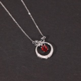 14k White Gold 0.27 Ctw Natural Ruby & Diamond Pendant