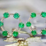 14k Yellow Gold 4.26 Ctw Natural Emerald & Diamond Earrings