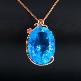 14k Gold 36.74 Ctw Natural Topaz & Diamond Pendant
