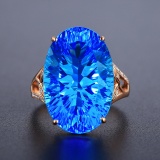14k Gold 20.19 Ctw Natural Topaz & Diamond Ring