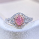 Gia Certified 14k Gold 0.81 Ctw Natural Pink Diamond & Diamond Ring