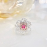 14k Gold 1.34 Ctw Natural Pink Diamond & Diamond & Flowers Ring/pendant