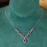 14k Gold 2.64 Ctw Vivid Red Natural Ruby & Diamond Necklace