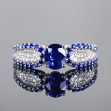 14k Gold 1.14 Ctw Natural Sapphire & Diamond Ring