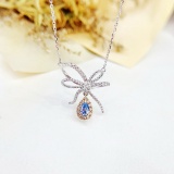 14k Gold 0.32 Ctw Natural Blue Diamond & Diamond Necklace