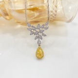 14k Gold 1.44 Ctw Natural Yellow Diamond & Diamond Necklace