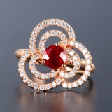 14k Gold 1.62 Ctw Natural Ruby & Diamond Ring