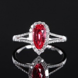 14k Gold 1.52 Ctw Natural Spinel & Diamond Ring
