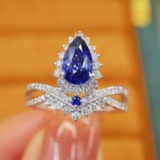 14k Gold 1.66 Ctw Natural Sapphire & Diamond Ring