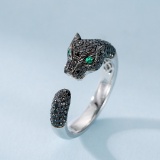 14k Gold 0.78 Ctw Vivid Green Natural Emerald & Black Diamond Ring