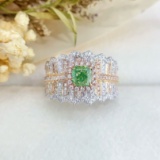 14k Gold 1.32 Ctw Natural Green Diamond & Diamond Ring