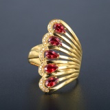 14k Gold 1.14 Ctw Vivid Red Natural Ruby & Diamond Ring