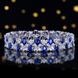 14k Gold 19.78 Ctw Natural Sapphire & Sapphire Bracelet