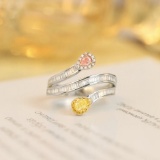 14k Gold 0.19 Ctw Natural Yellow Diamond & Pink Diamond Ring