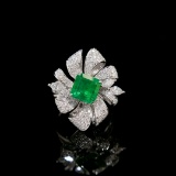 14k Gold 3.57 Ctw Vivid Green Natural Emerald & Diamond Ring/pendant