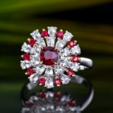 14k Gold 0.99 Ctw Natural Ruby & Ruby Ring
