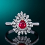 14k Gold 0.60 Ctw Natural Ruby & Diamond Ring