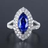 14k Gold 2.98 Ctw Natural Sapphire & Diamond Ring