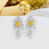14k Gold 4.40 Ctw Natural Yellow Diamond & Diamond Earrings