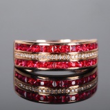 14k Gold 1.18 Ctw Natural Ruby & Diamond Ring
